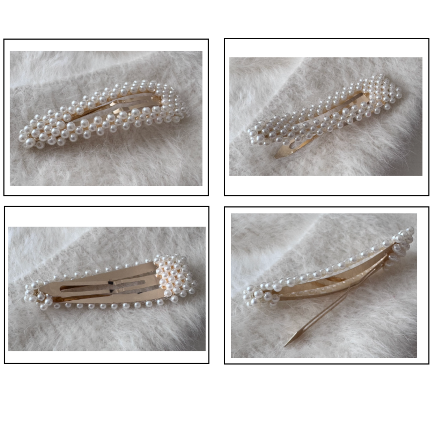 【アクリルパール】ヘアスナップピン(三角・ゴールド)