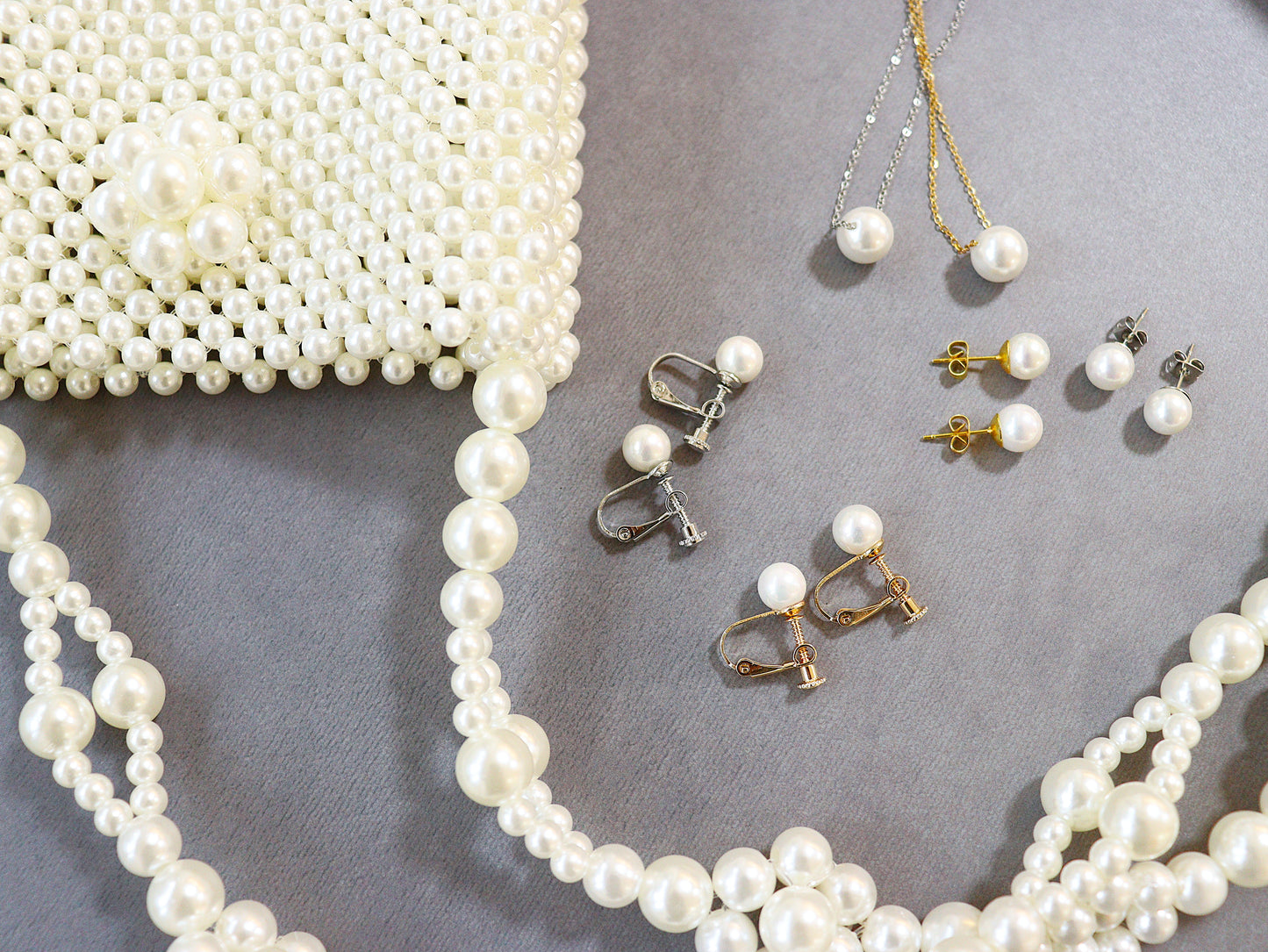 【貝殻パール】一粒ネックレス (シルバー)