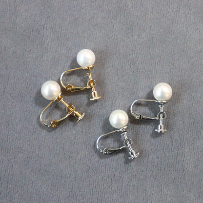 【貝殻パール】一粒イヤリング (シルバー)