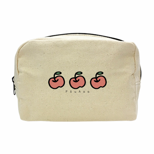 【受注生産】キャンバス厚手ポーチ/ アップル (角底マチあり)