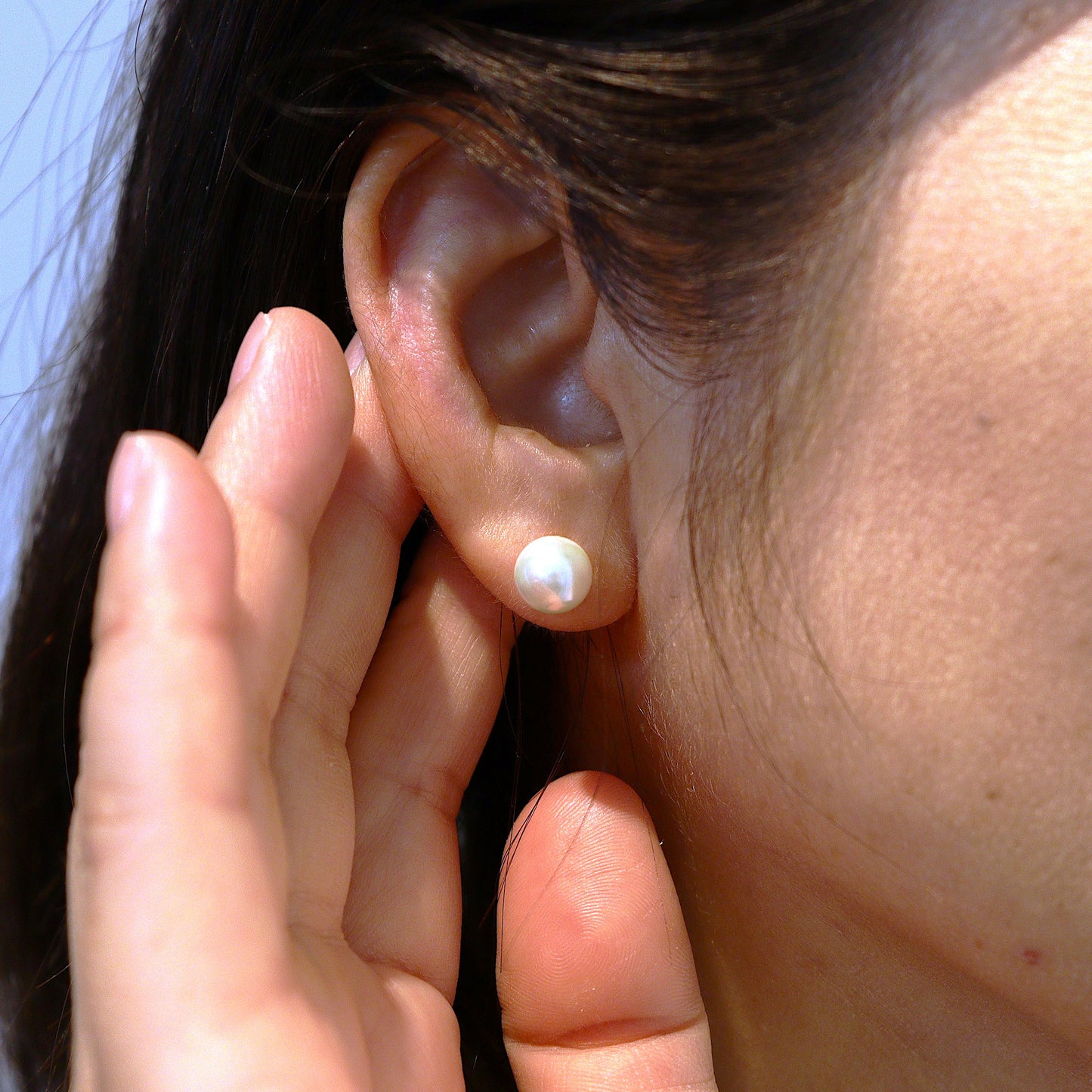 【貝殻パール】一粒ピアス (シルバー)