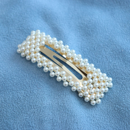 【アクリルパール】 ヘアスナップピン（スクエア・ゴールド）