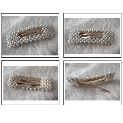 【アクリルパール】 ヘアスナップピン（スクエア・ゴールド）