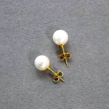 【貝殻パール】一粒ピアス (ゴールド)