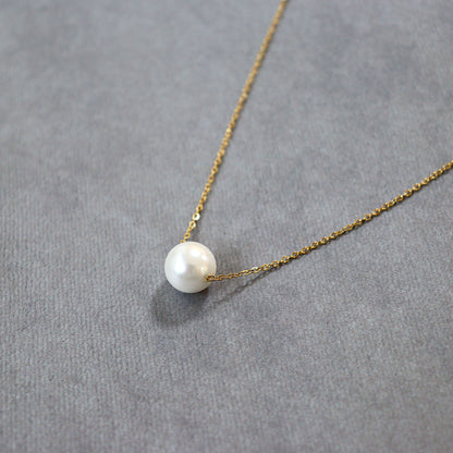 【貝殻パール】一粒ネックレス (ゴールド)