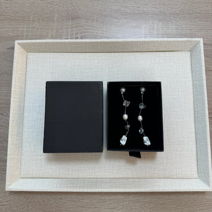 【淡水パール】 ロングピアス（シルバー）箱入り