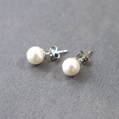 【貝殻パール】一粒ピアス (シルバー)