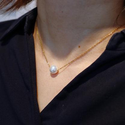 【貝殻パール】一粒ネックレス (ゴールド)