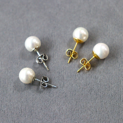 【貝殻パール】一粒ピアス (シルバー)