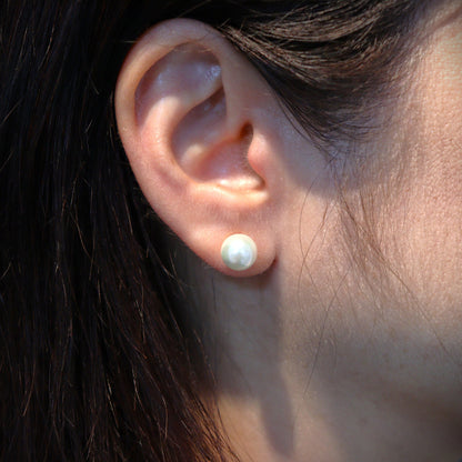 【貝殻パール】一粒ピアス (シルバー)