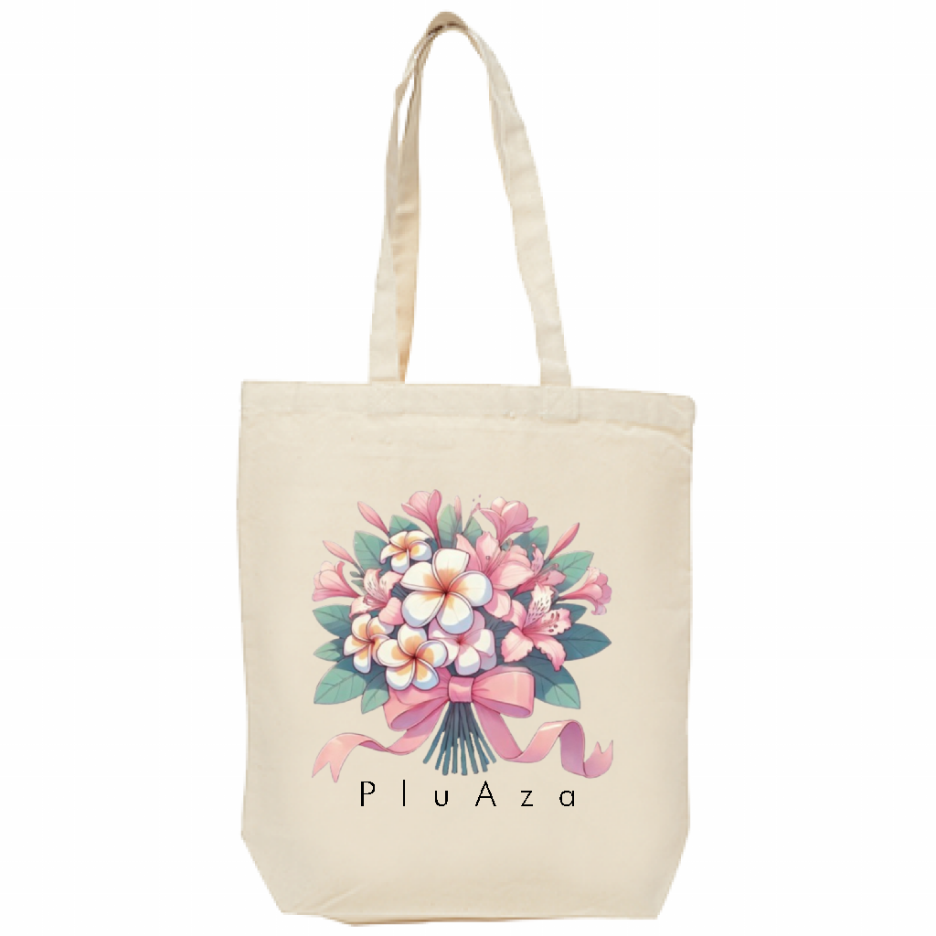 【受注生産】キャンバス厚手トート (M) / ピンク花束
